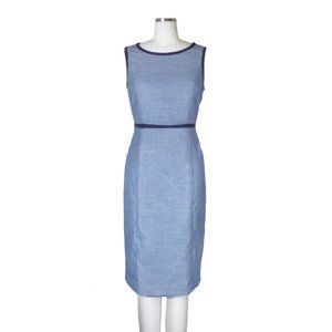 Talbots Woven Sheath Dress Blue Sz 2 preppy business casual work office classic